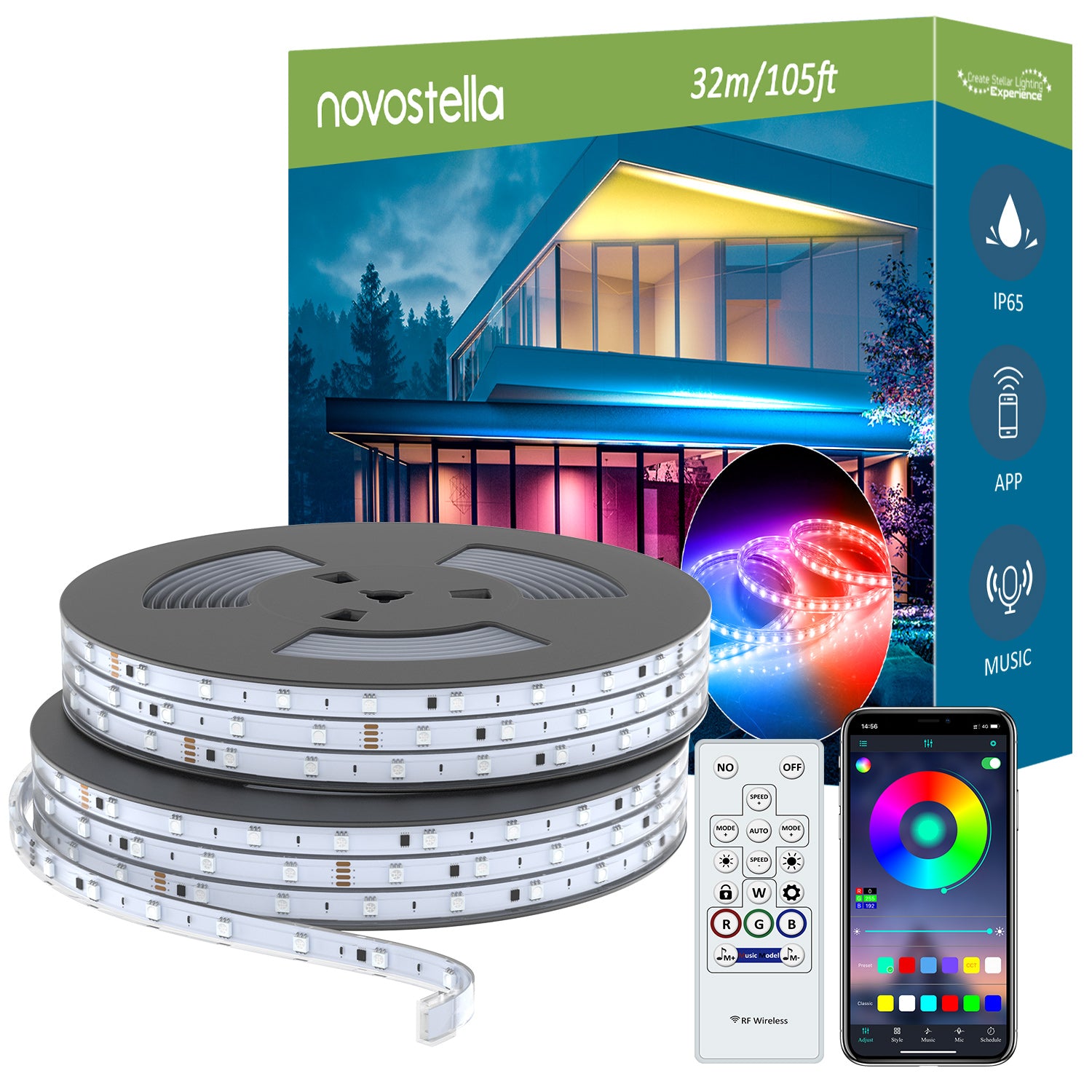 Novostella Lasting Rainbow 105ft 32M IP65 Smart Strip Lights